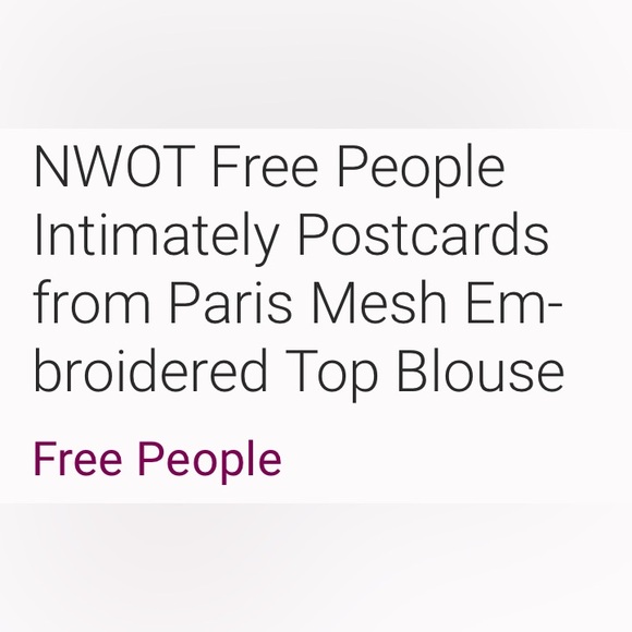 Free People Intimately Postcards from Paris Mesh Embroidered Top Blouse NWOT - Picture 2 of 13